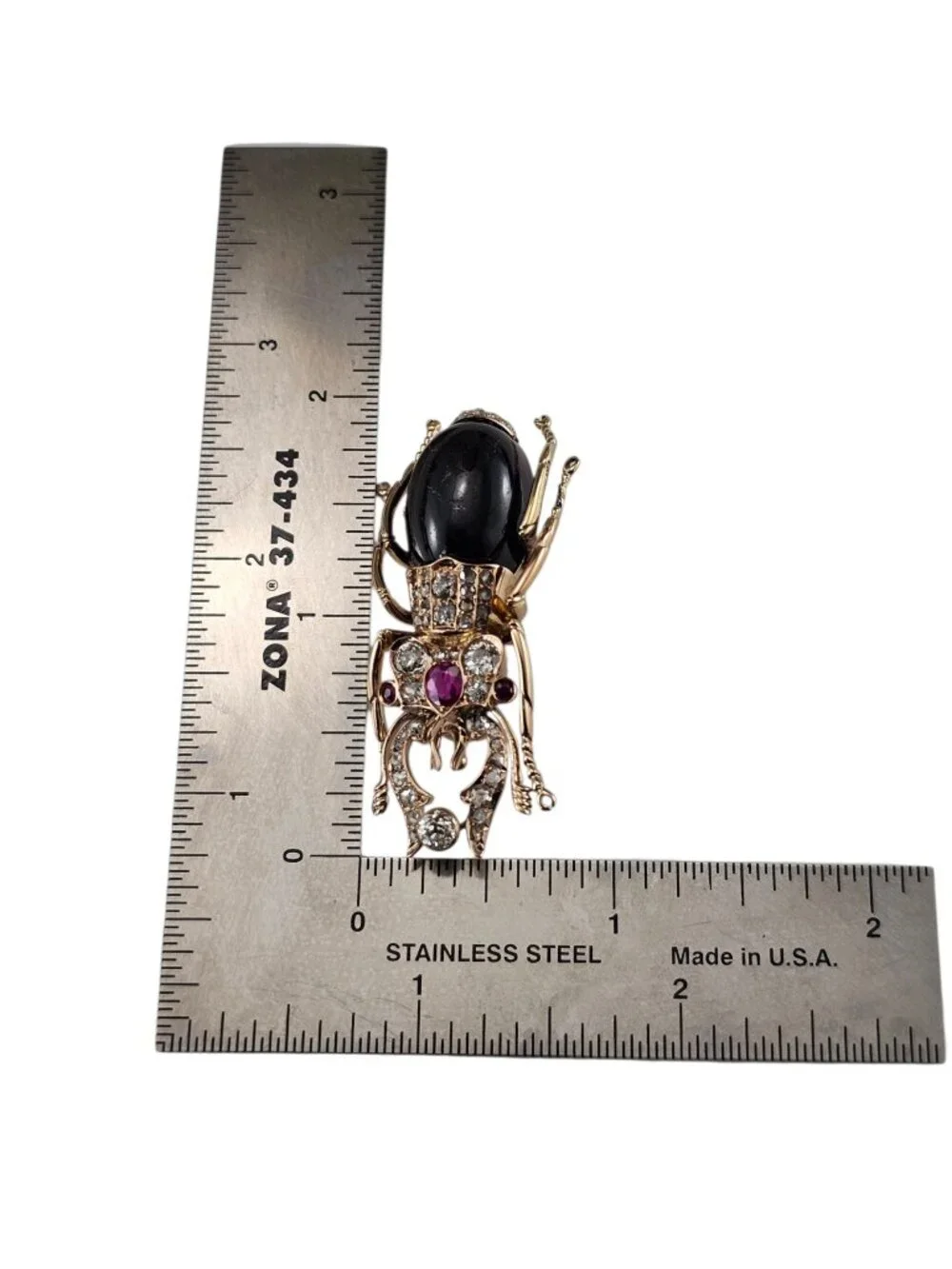 14K Rose Gold Diamond and Multi Gemstone Beetle Brooch #25486